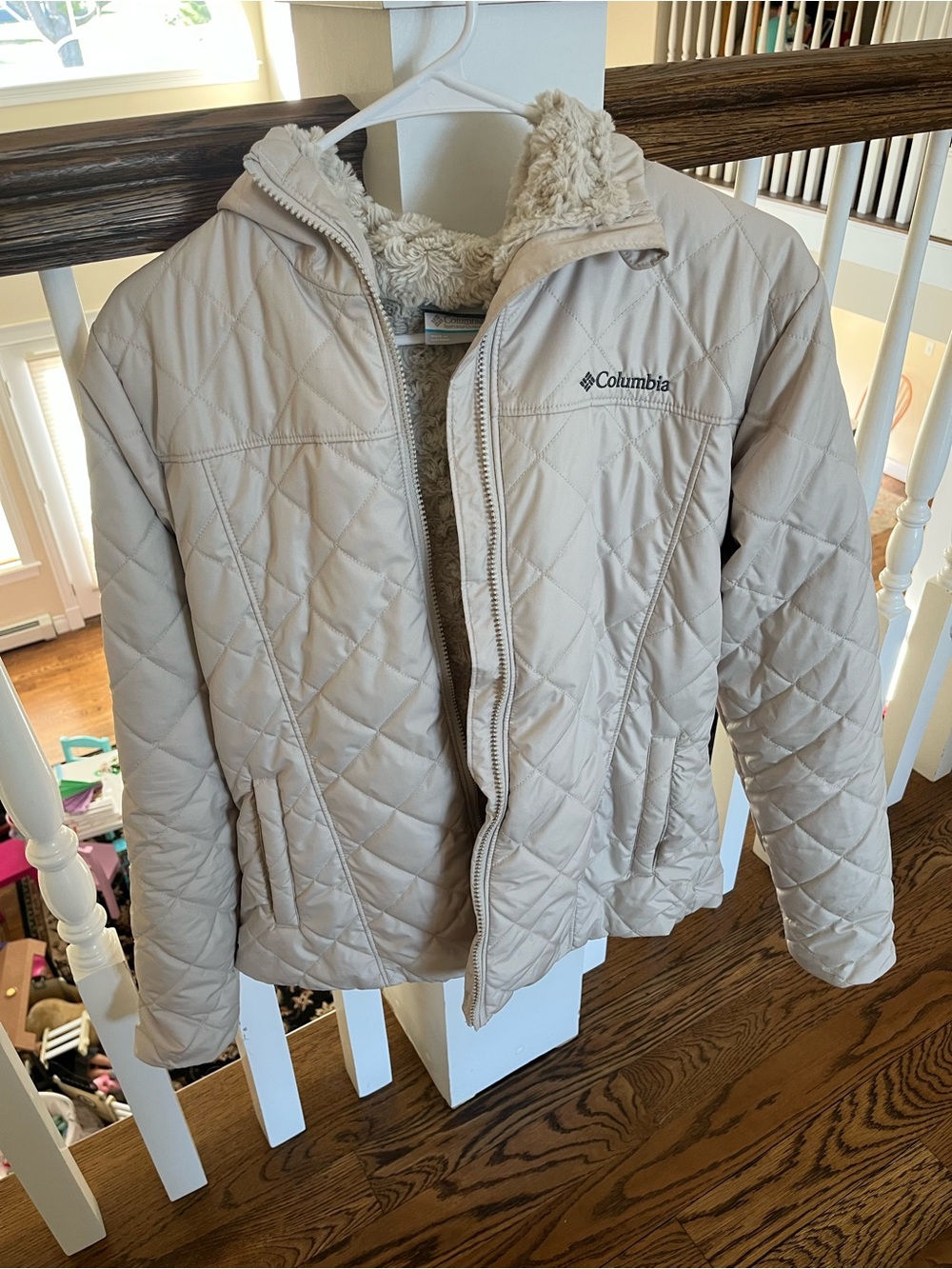 Columbia Ladies Cream Quilted Hooded Jacket